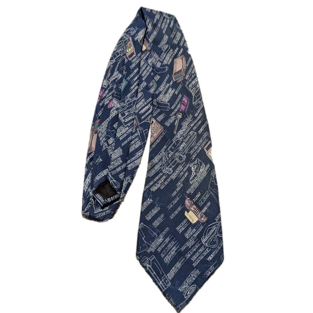 Nicole Miller Retro Electronic Tie Novelty 100% Silk Necktie Print 1994 Vintage